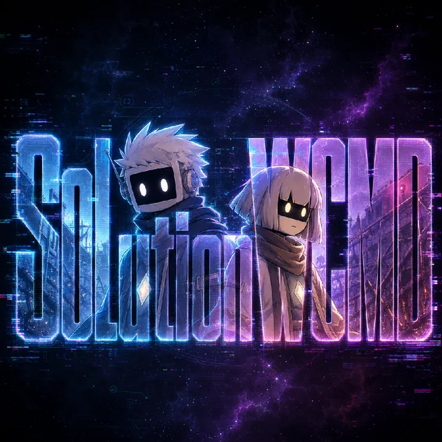 SolutionWCMD illustrated brand artwork with Vey and Nait.